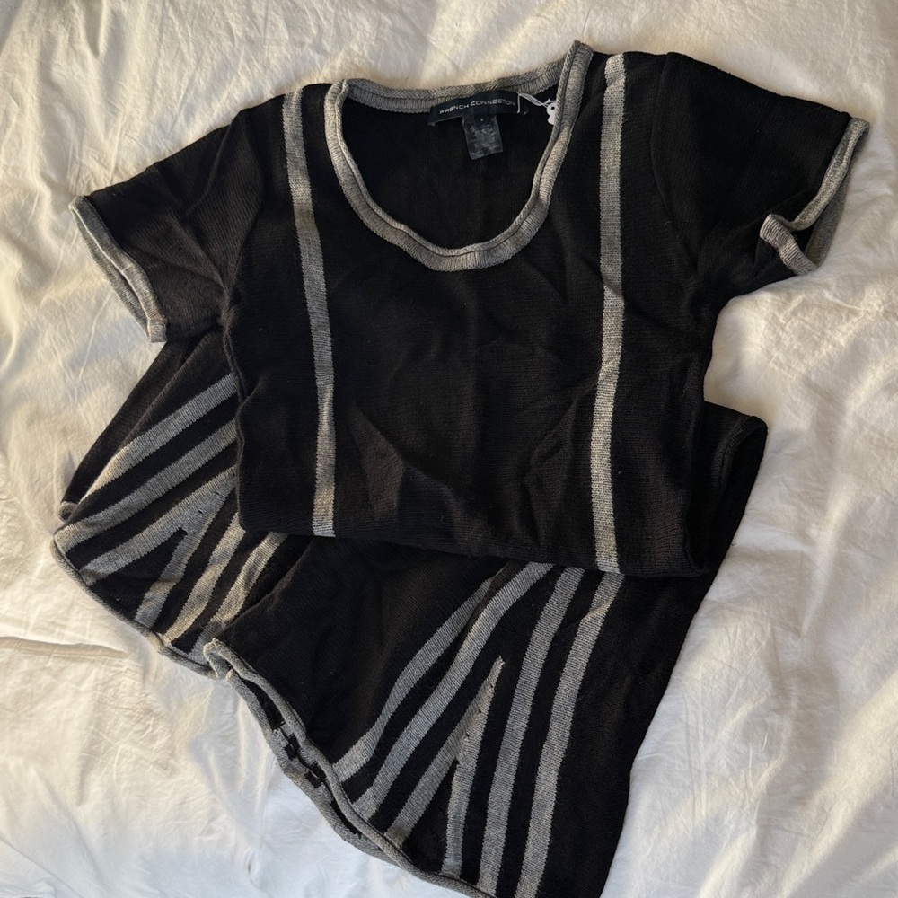 Black and Gray Sweater Dress